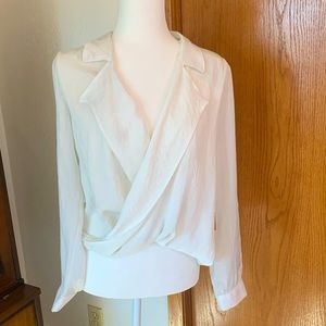 Wanderlux white blouse with sexy split sleeve